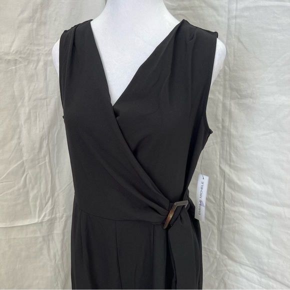 NWT Emma & Michele black wrap sleeveless belted romper. - Picture 1 of 11